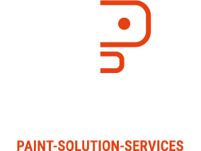 PSS_Logo-Tagline_komplett_negativ-os Logo PSS Paint Solution Services, negative Standard-Version mit Bild- und Wortmarke, weiß-orange
